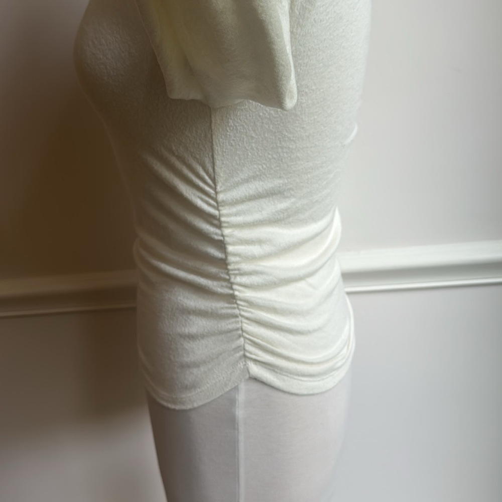 Madewell Brushed Jersey Ruched Long-Sleeve Tee Cream White Small NWT - Picture 7 of 11